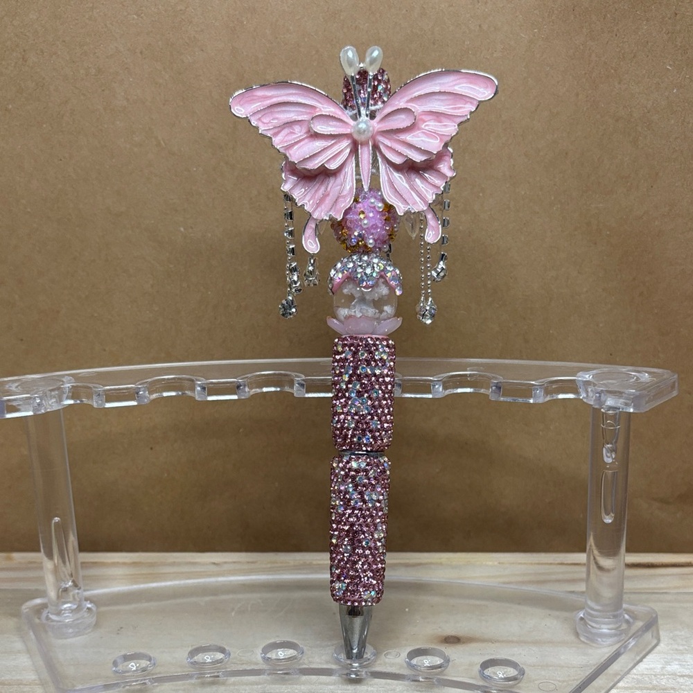 Pink Butterfly Jeweled Ballpoint Pen